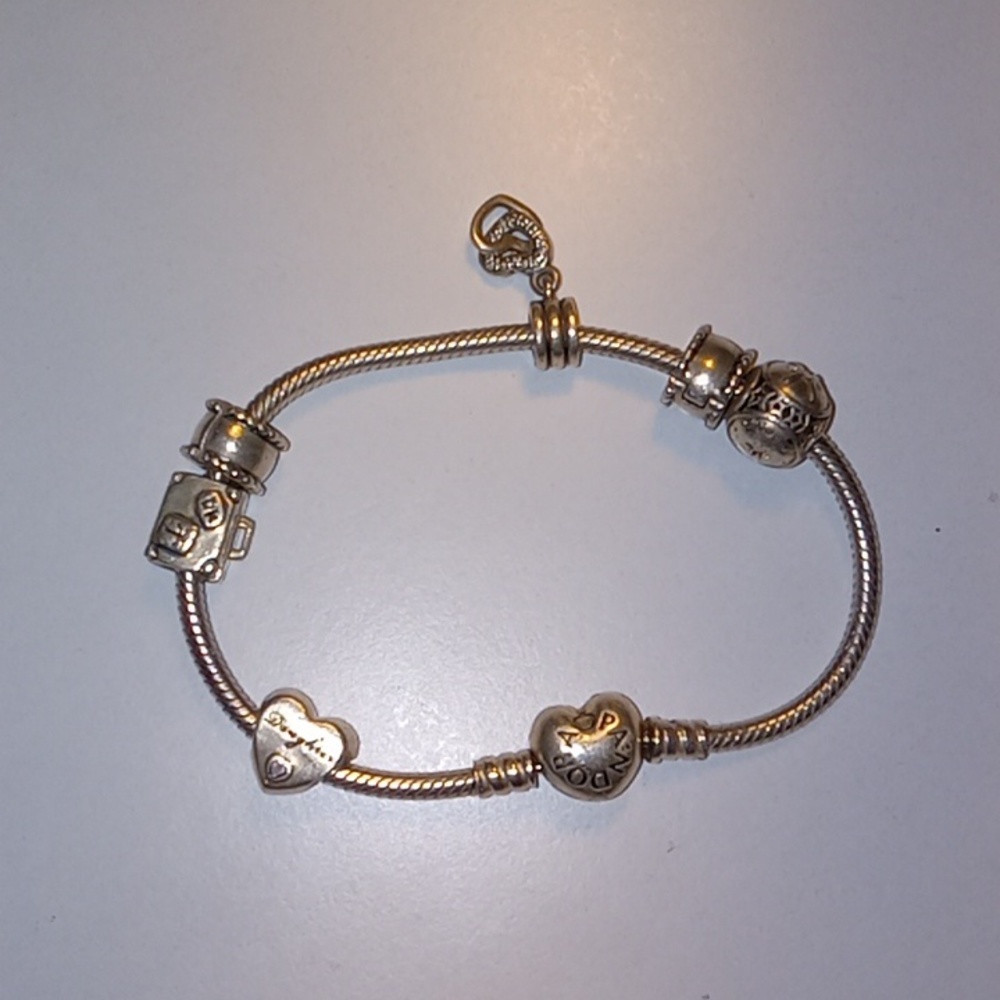 Pandora Iconic Heart Clasp Bracelet and 6 charms